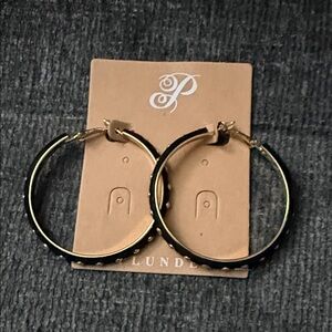 Plunder Gold and Black Hoop Earrings